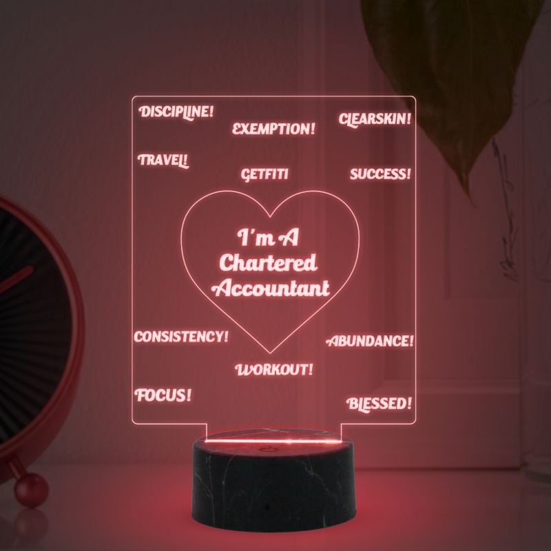 I'm A Chartered Accountant night lamp with Automatic Color Changing Light  Gift for Ca Student & Aspirant, Gift for Company Chartered Accountant, Motivational Gift for CA